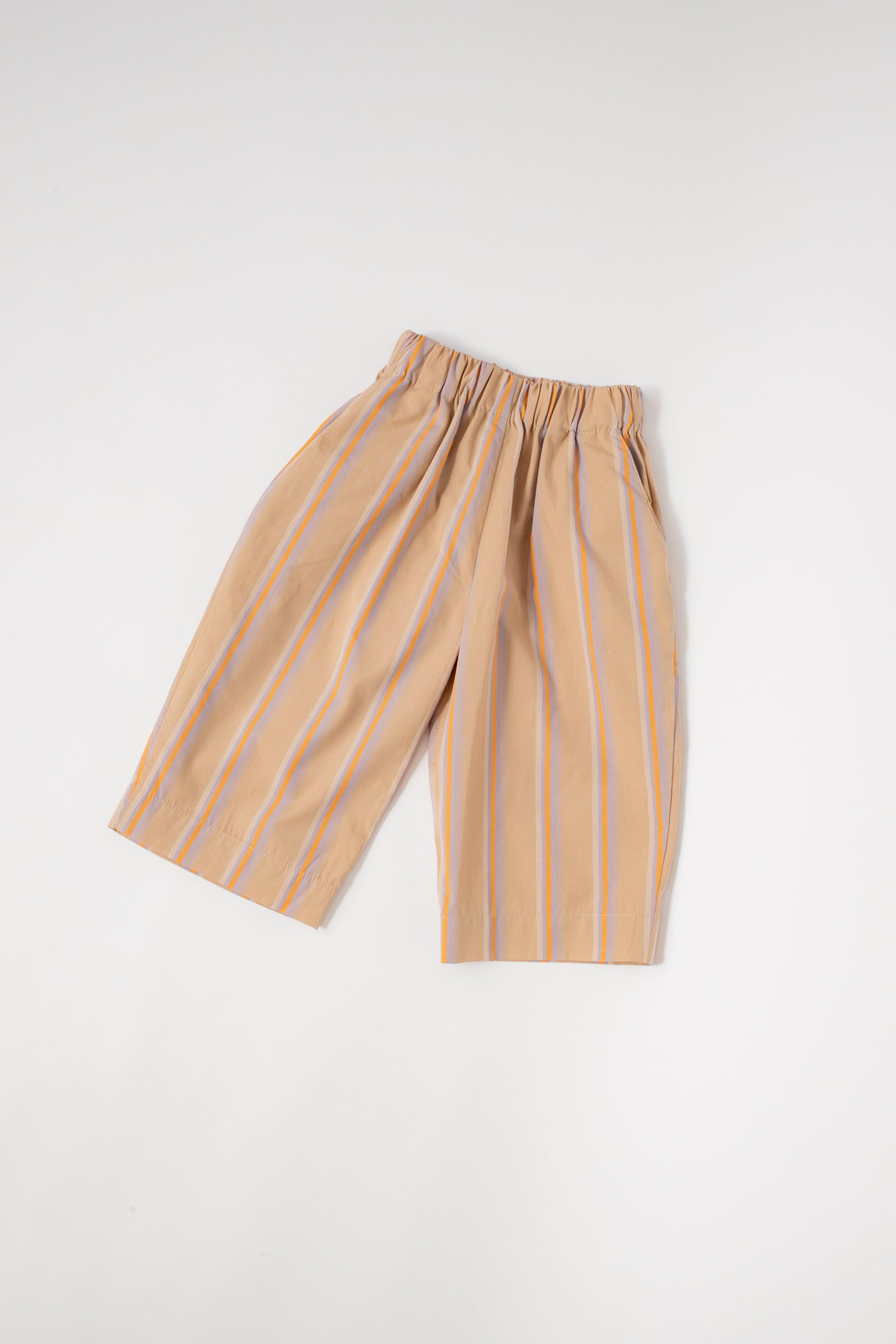 wide leg organic kids and baby trousers with pockets and elastic waistband by cool small uk brand studio koter started by former COS kidswear duo